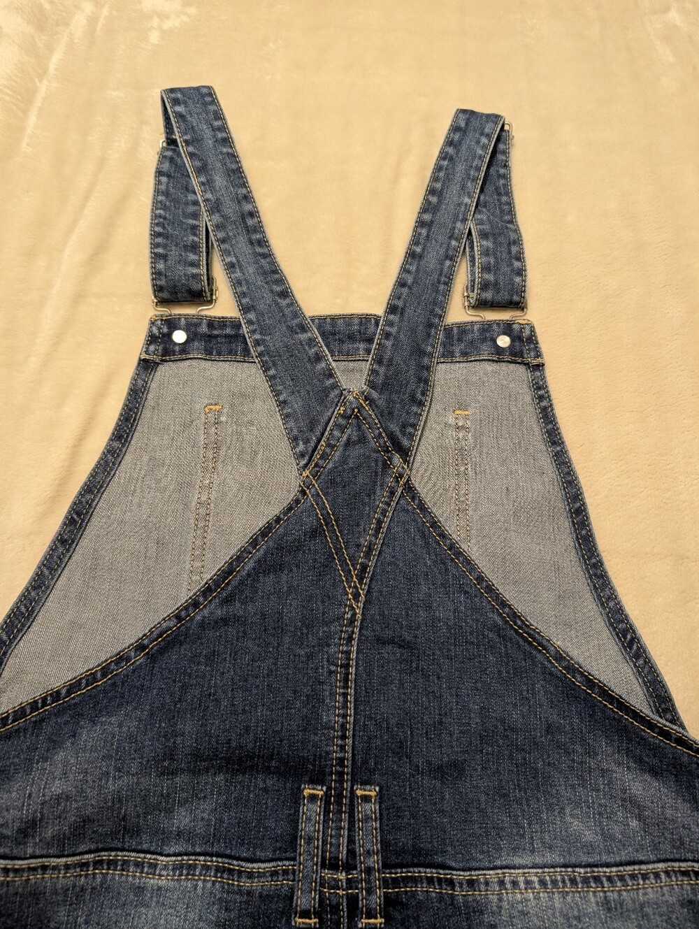 Flamingals Wash Patch Pocket Stitch Detail Barrel Leg Denim Overalls NWT - Picture 13 of 16